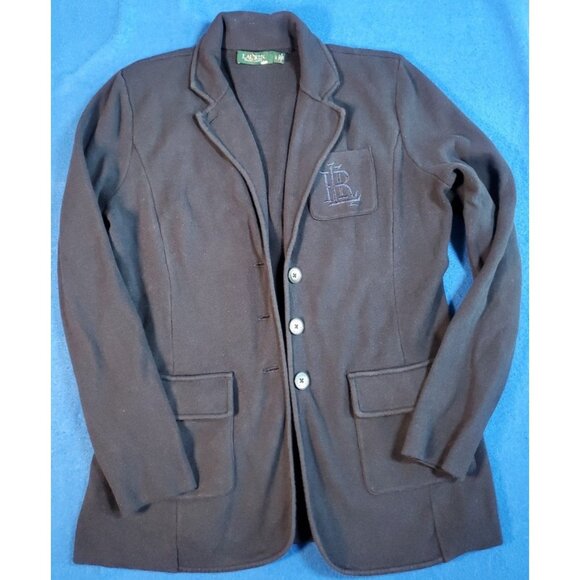 Polo Ralph Lauren Blue RRL Blazer Jacket Knitted Women's Size Large - Picture 1 of 16